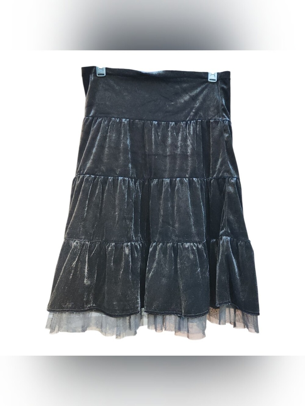 Y2K Mary-Kate & Ashley Black Lace Velvet Midi Skirt 10/12 Witchy Whimsigoth